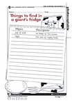 Things to find in a giant's fridge - planning a poem (1 page)