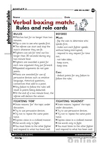 Verbal boxing match: Rules and role cards