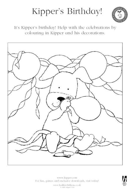 Kipper's birthday - colouring-in activity