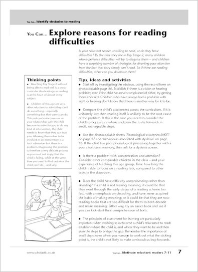 Explore reasons for reading difficulties
