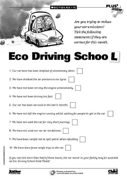 Eco Driving School record sheet
