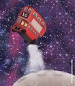 Illustration of a bus in space