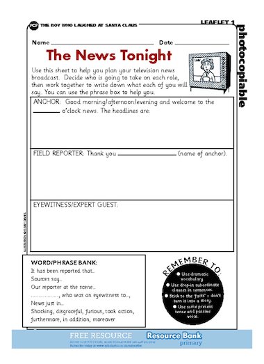 The News Tonight - planning a news report - FREE Primary ...