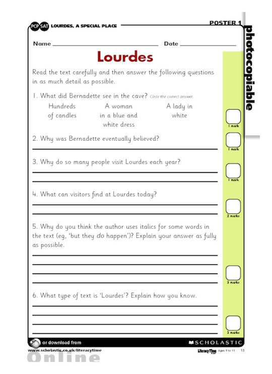 'Lourdes, a special place' - comprehension