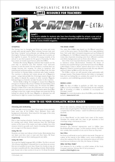 ELT Reader: X-Men 1 Resource Sheets & Answers