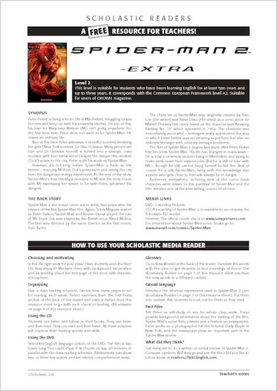 ELT Reader: Spiderman 2 Resource Sheets & Answers