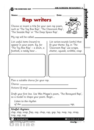 Rap writers - writing a rap poem - Primary KS2 teaching ...