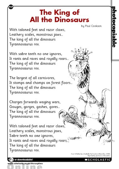 The king of all the dinosaurs' poem – Primary KS1 & KS2 teaching ...