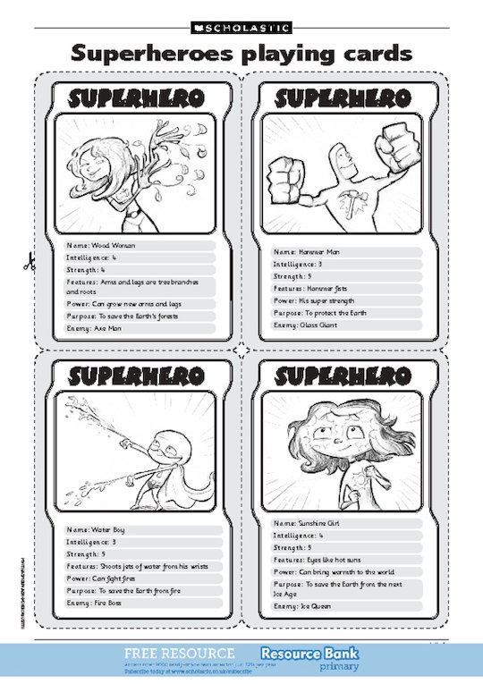 Superhero and villain playing cards