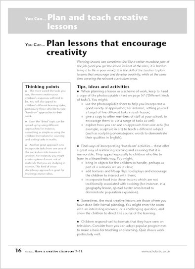 Plan lessons that encourage creativity