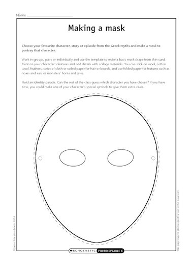 Mask outline, KS3-5 English