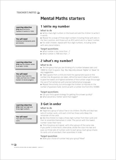Mental maths starters 1