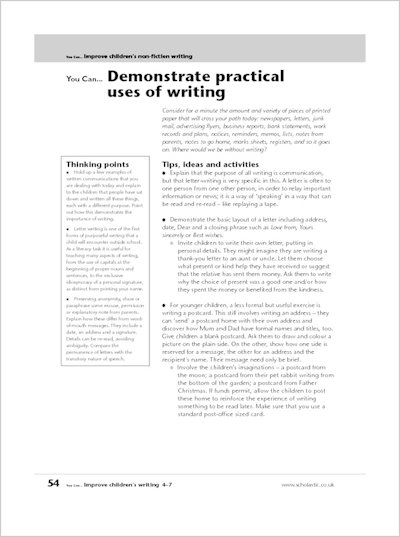 Demonstrate practical uses of writing