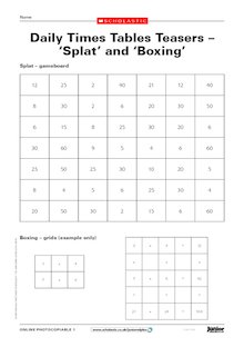 Daily times tables teasers – ‘splat’ and ‘boxing’