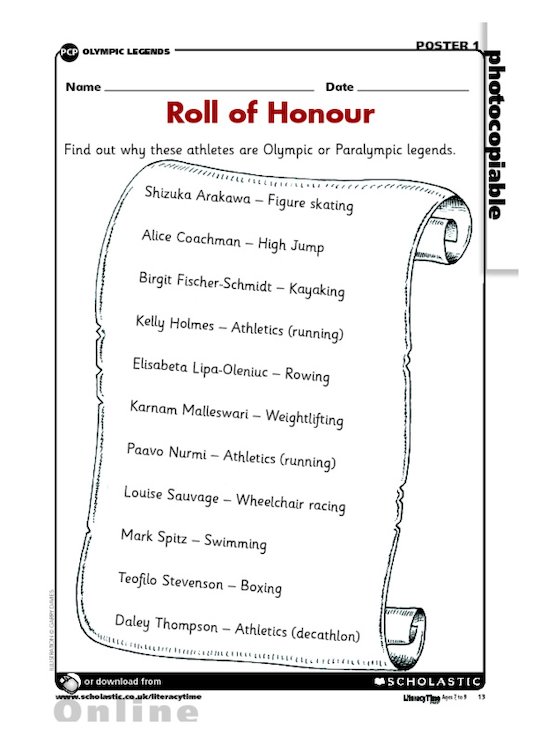 Olympics and Paralympics - Roll of Honour