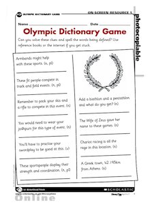 Olympic dictionary game – activities