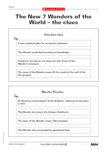 New 7 Wonders of the World – Clue cards
