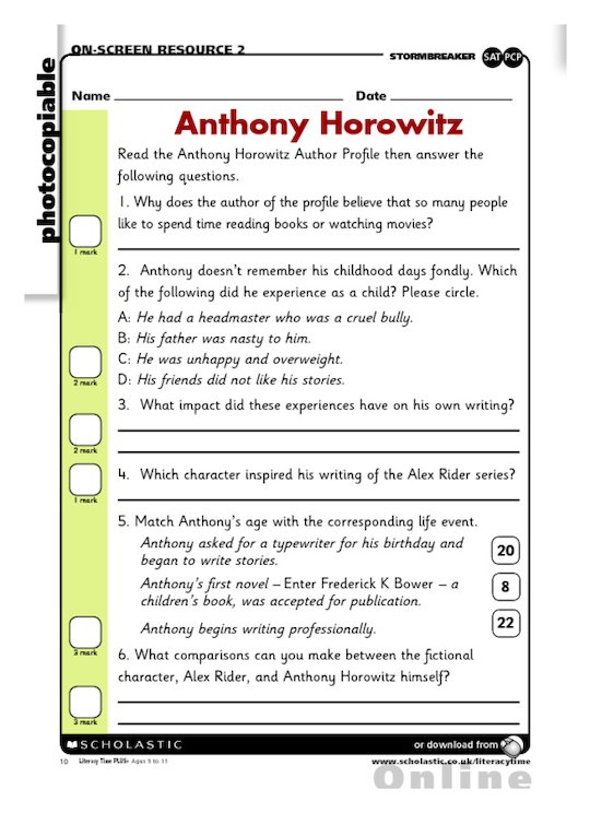Anthony Horowitz - quiz