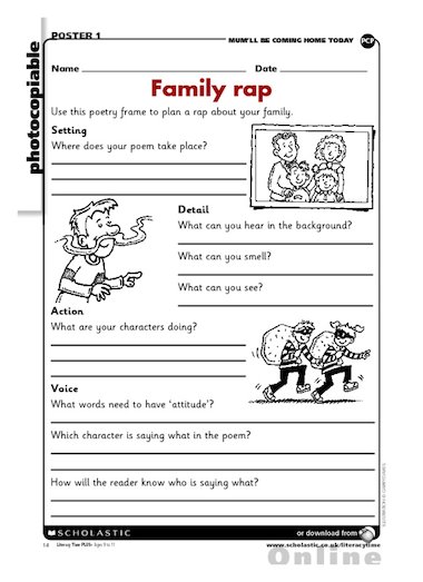 Family rap – poetry writing frame – Primary KS2 teaching resource