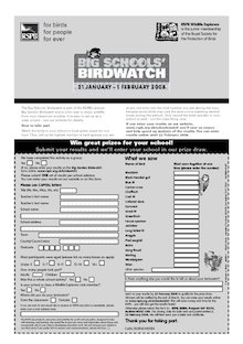 RSPB Big Schools’ Birdwatch – record sheet