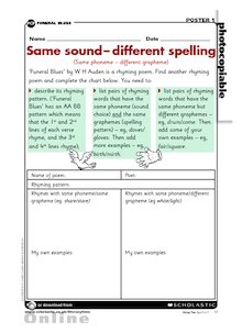 Same sound, different spelling – rhyming poems