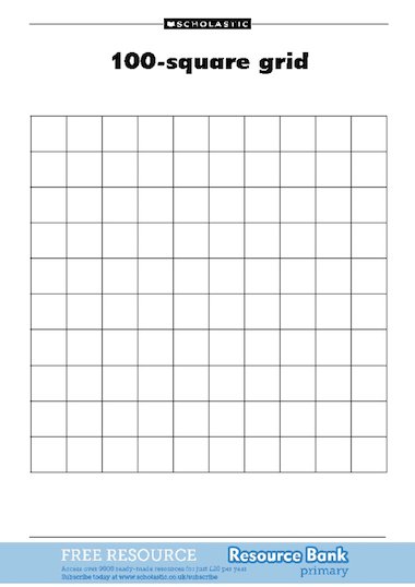 blank 100 grid printable