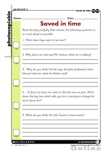 ‘Saved in time’ play – comprehension