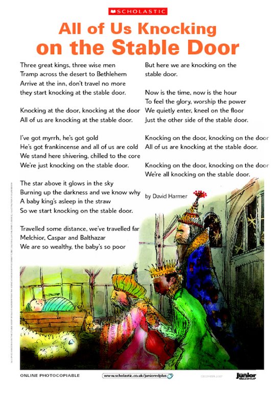 'All of Us Knocking on the Stable Door' Christmas poem
