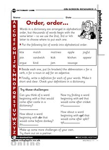 Order, order – alphabetical order