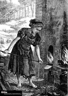 Victorian girl working in brickyard – poster
