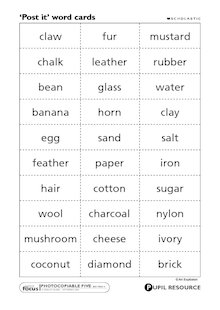 Animal, vegetable or mineral – word cards