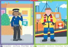 People who help us – police officer and lifeboat worker – poster
