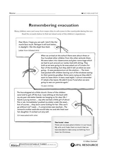 evacuation ww2 primary homework help