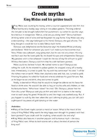 Greek myths – King Midas – Primary KS2 teaching resource - Scholastic