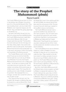 The story of the Prophet Muhammad – years 5/6