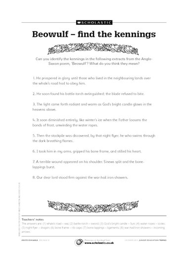 beowulf poem ks2 pdf