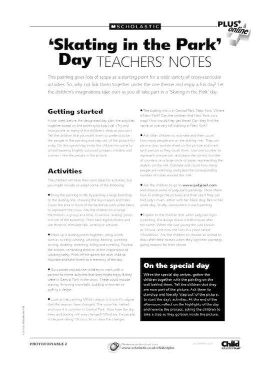 'Skating in the Park' Day - teachers' notes