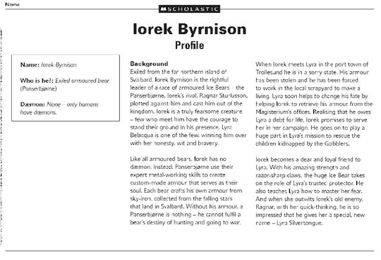 Philip Pullman's _The Northern Lights_: profile of Iorek Byrnison