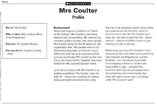 Philip Pullman's _The Northern Lights_: profile of Mrs Coulter