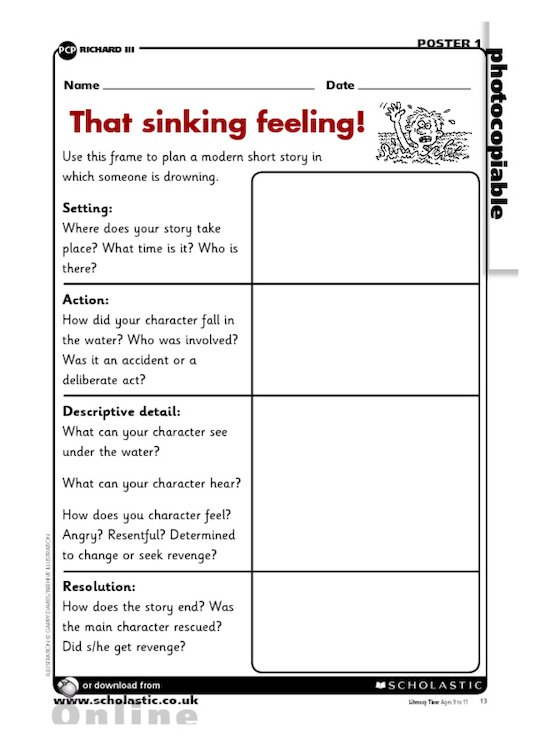 That sinking feeling - story writing frame