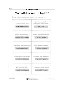 To build or not to build? – game cards