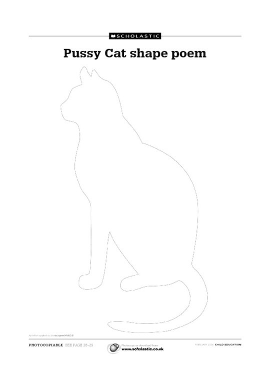 Pussy Cat shape poem - Scholastic Shop