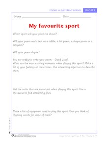 My favourite sport – planning a poem