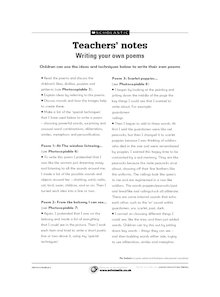 Writing your own poems – teachers’ notes