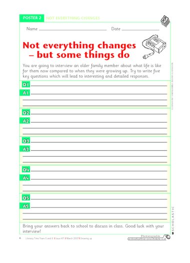 Not everything changes – planning an interview – FREE Primary KS2