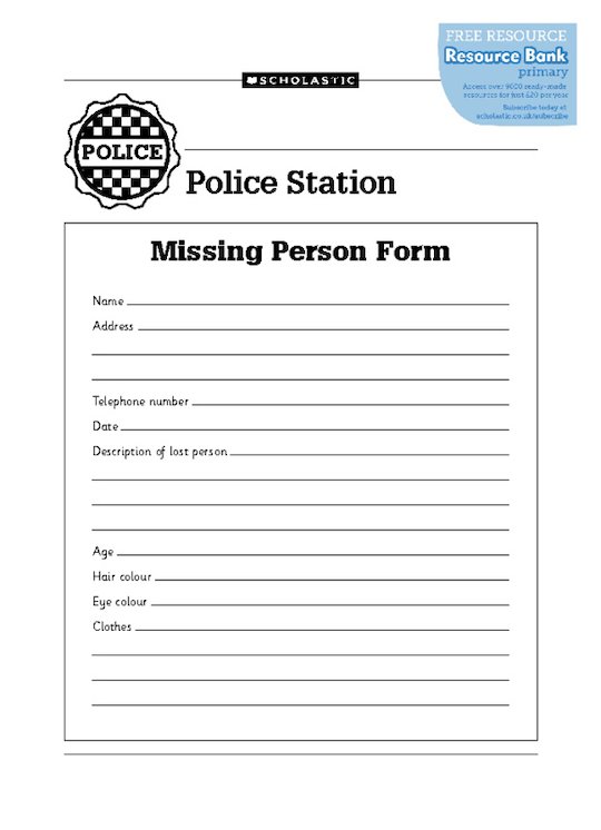Missing Person Form Scholastic Shop