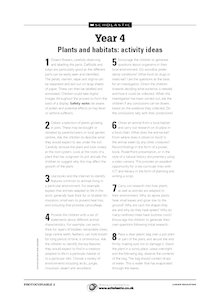 Plants and habitats – Year 4 activity ideas