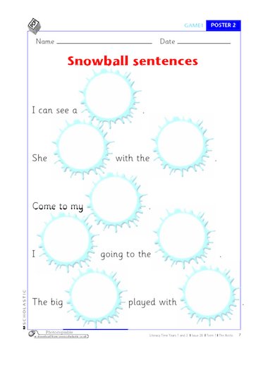 Snowball Sentences FREE Primary KS1 Teaching Resource Scholastic