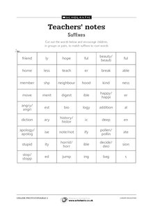 Suffixes – teachers’ notes