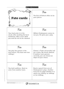 Tudor Troupe Game: Fate cards 1